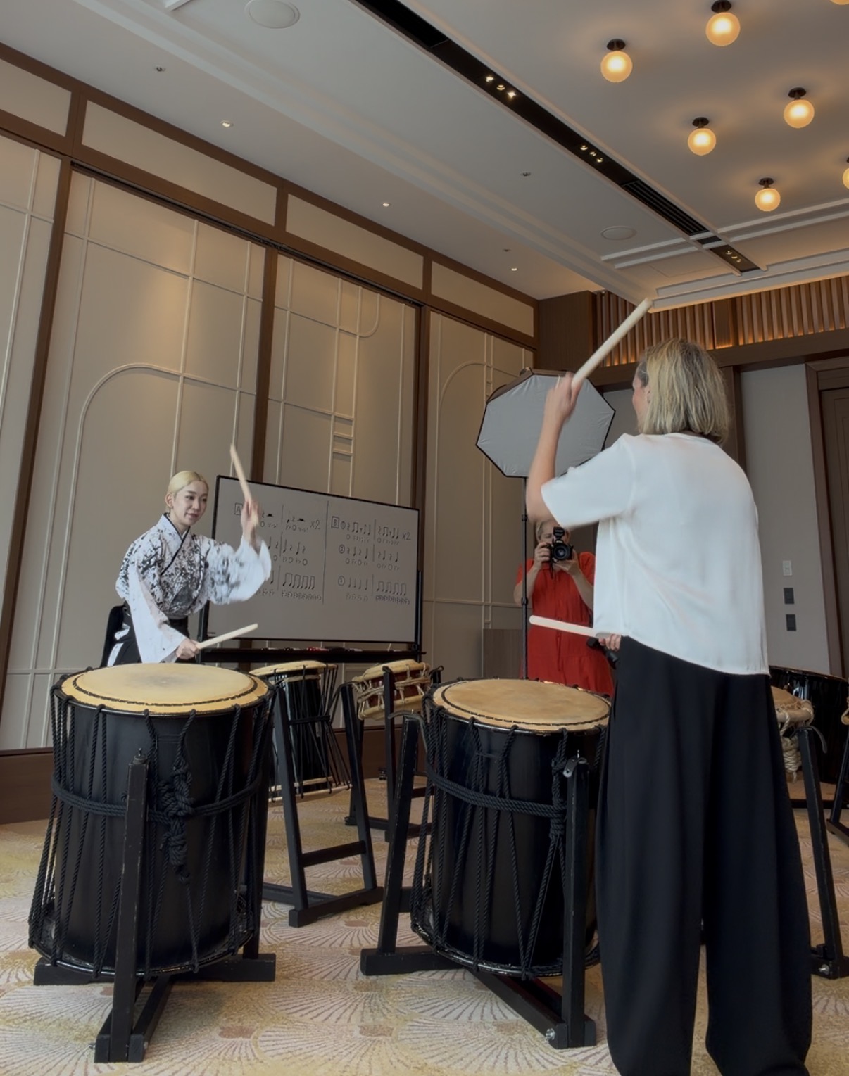 A taiko drumming session in Japan